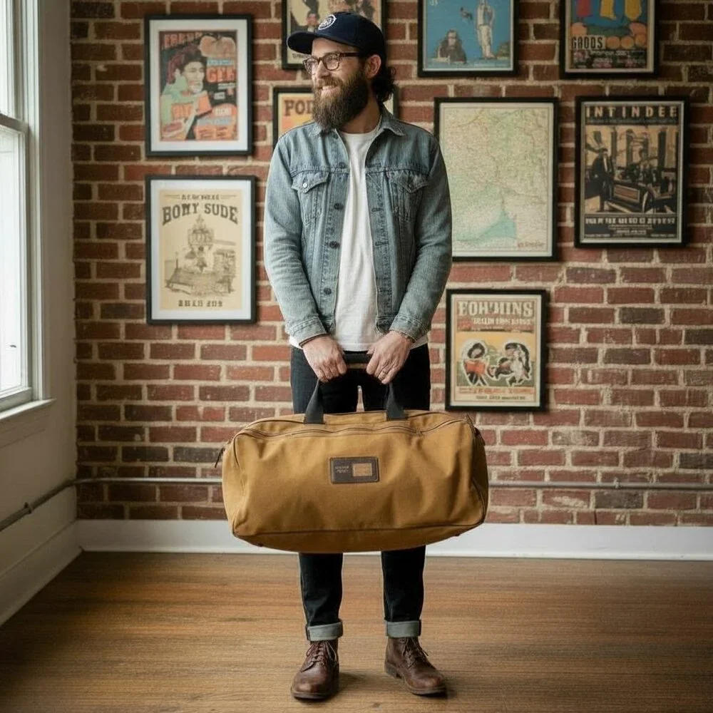 Vintage Kolpin Sportsmans Jet Bag Large Duffel in Tan Fawn Vacationcore Camping‎